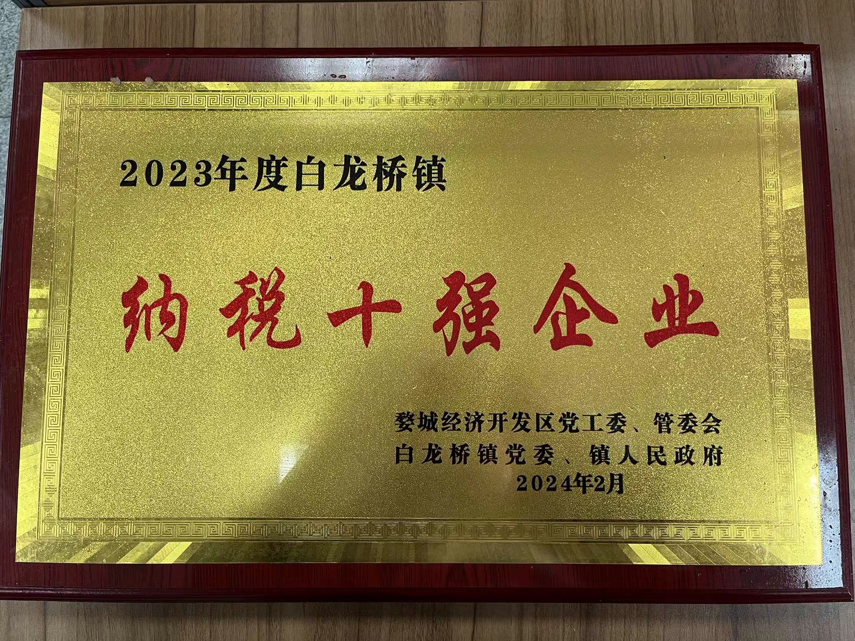 2023年度白龍橋鎮納稅十強企業